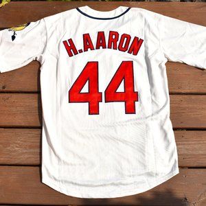 New Hank Aaron Atlanta Milwaukee Braves Cream Baseball Jersey Adult Men's Sizes
